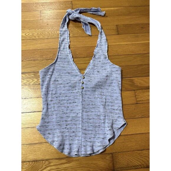 Anthropologie Pilcro Size M Henley Halter Top Purple - Picture 2 of 6